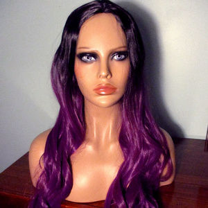 22" dark purple and black OMBRE long cosplay WIG